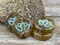 *12* 14mm Turquoise Washed Amber Picasso Lotus Flower Coin Beads